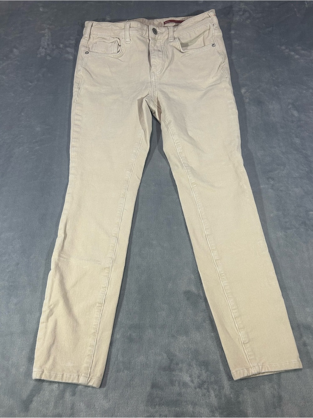 Pilcro Beige Corduroy Mid Rise Slim Skinny Pants Pockets 28" Inseam